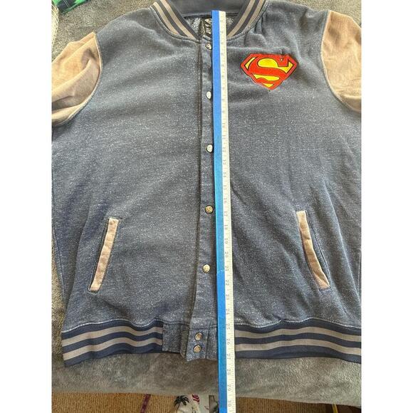 DC Comics Superman Mens XL Varsity Jacket Vintage Pockets Embroidered Logo - Picture 7 of 9